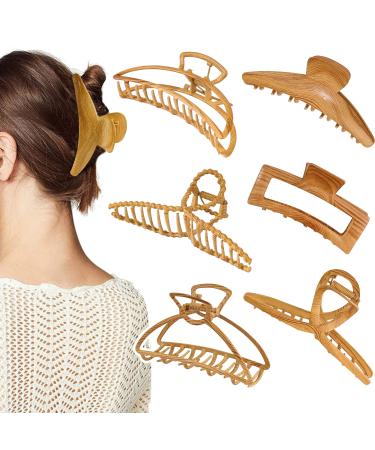 LOSANJI 6PCS Metal Hair Claw Clips  4 Inch Large Hair Clips  Strong Hold Hair Claw Clip for Thick Hair Thin Hair  Nonslip Banana Jaw Hair Barrettes  Styling Accessories Gifts for Women and Girls-Gold