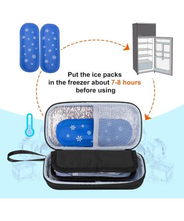 Bafaso Hard Insulin Cooler Travel Case with 2 Ice Packs - Black | Insulin Pen & Diabetic Supplies Organizer - Buy Online on GoSupps.com