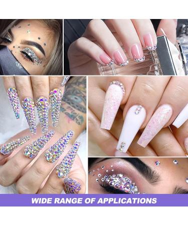 Rhinestones 2000 Pcs Nail Art Gems Clear Rhinestones Crystal AB FlatBack Rinestone Diamonds Tooth Gem with Tweezer for Nails Craft 6 Sizes - Buy Online on GoSupps.com