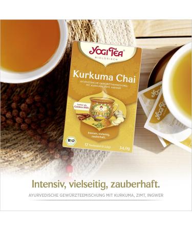 Yogi Turmeric Chai Herbal Tea - Organic Ayurvedic Blend for Golden Milk | 6 Pack (102 Bags) - Buy Online on GoSupps.com