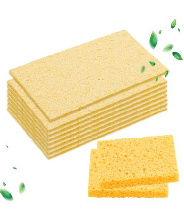 10 pieces of wet sponge - 100 % natural cellulose kitchen sponge scratch -resistant reusably compressed cleaning sponges for kitchen and bathroom (yellow)