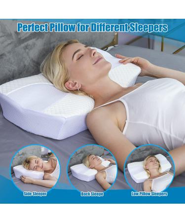 SAHEYER Memory Foam Cervical Pillow for Neck and Shoulder Pain Relief - Orthopedic Contour Pillow for Sleepers - Washable Cover - White - Buy Online on GoSupps.com