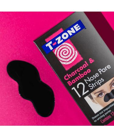 T-Zone Charcoal & Bamboo Nose Pore Strips - Unclog Pores & Remove Impurities 12 Pack - Buy Online on GoSupps.com