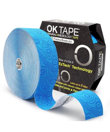 OK TAPE Kinesiology Tape Bulk 103Feet Pro Adhesive Water-Resistant k Tape Elastic Athletic Tape Latex Free Uncut Blue