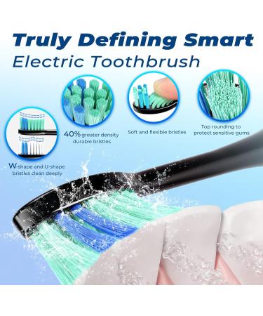 Rechargeable Electric Toothbrush with 6 Replacement Heads | 5 Modes, Timer Reminder | Travel-Friendly | Black - Buy Online on GoSupps.com