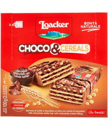  Loacker Loacker Choco & Cereals Wafer Bar and Milk Chocolate with Chocolate Cream 4 x 25g - Buy Online on GoSupps.com