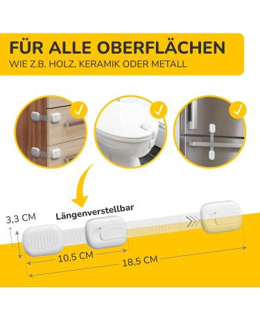Borbet Child Locking Cabinet & Drawer Protection (10 Pieces) - Adjustable Strong Hold & Easy Application for Maximum Baby Safety - Buy Online on GoSupps.com