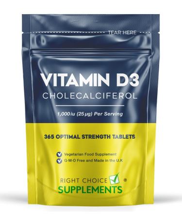 Vitamin D 1000iu - 1 Year Supply 365 Easy-Swallow Vitamin D Tablets Vegetarian Vitamin D3 1000iu Optimal Strength Immune Support Vitamin D Supplement