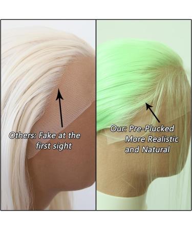 Light Green Synthetic Lace Front Wig - Long Straight Heat Resistant Fiber Hair - Pre Plucked Natural Hairline - for Cosplay and Daily Wear - Buy Online on GoSupps.com