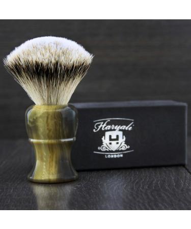 Hand Assembled Imitation Horn Handle (Silver Tip Badger Hair Shaving Brush) Sophist Collection & Design.