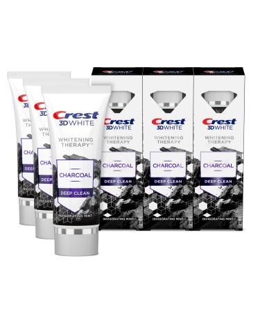Crest 3D White Whitening Therapy Charcoal Deep Clean Fluoride Toothpaste, Invigorating Mint, 3.5 Ounce, Pack of 3 New