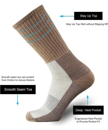 ONKE Merino Wool Cushion Crew Socks for Men | Moisture Wicking, Thermal Warm | Outdoor Hike, Work Boot | Camel, Size 10-13 - Buy Online on GoSupps.com