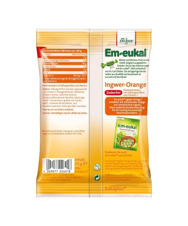EM-Eggwer Ginger Orange Coughing Candy - 75g Pack of 2 | Aromatic Ginger & Fresh Orange with Vitamin C - Buy Online on GoSupps.com