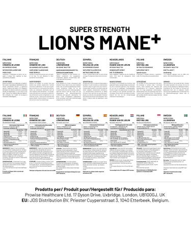 Lions Mane Mushroom Supplement 4000mg with Vitamin B1 B6 B12 & Black Pepper - 180 Super Strength Vegan Tablets with 50% Polysaccharides (Not Powder or Capsules) | Made in The UK by Prowise - Buy Online on GoSupps.com