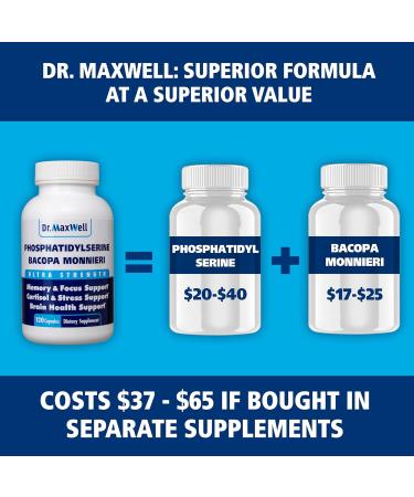 Dr. Maxwell Phosphatidylserine & Bacopa Monnieri Better Than Each Alone. Phosphatidylserine Supplement 300mg No Fillers Soy Free 2in1 120 Capsules. Memory Support - Buy Online on GoSupps.com