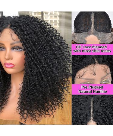 Annivia Curly Lace Front Wig - Pre Plucked Kinky Curly Afro Wig for Black Women - 17 Long HD T Part Synthetic Wig - Buy Online on GoSupps.com