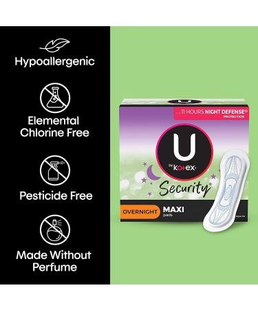 U by Kotex Security Maxi Overnight Pads, Unscented - 112 Count, Non-Winged - Buy Online on GoSupps.com
