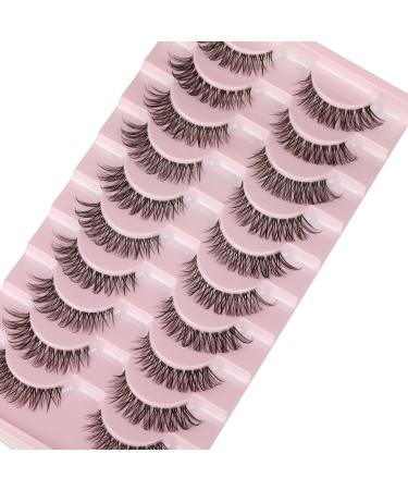 wiwoseo False Eyelashes Natural Lahes Wispy Russian Strip Lashes 3D Effect 14MM Cat Eye Lashes 10 Pairs Pack by Wiwoseo - Buy Online on GoSupps.com
