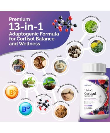 Cortisol Reducer Gummies for Women Men - 13-in-1 Daily Cortisol Detox Manager for Stress Focus Mood & Health Balance Support - Reduce High Cortisol with Ashwagandha Magnesium L-Theanine 60 Count (Pack of 1) - Buy Online on GoSupps.com