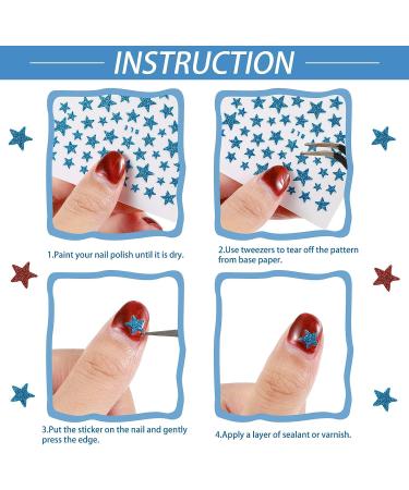 9 Sheet Star Nail Art Stickers Decals with Tweezers - Holographic Nail Glitter Sequins in Red, Silver, Blue - Laser Nail Art Flakes for Stunning Nails - Buy Online on GoSupps.com