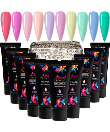 Astound Beauty Poly Nail Gel Kit with 10 Color Gel (Cream)