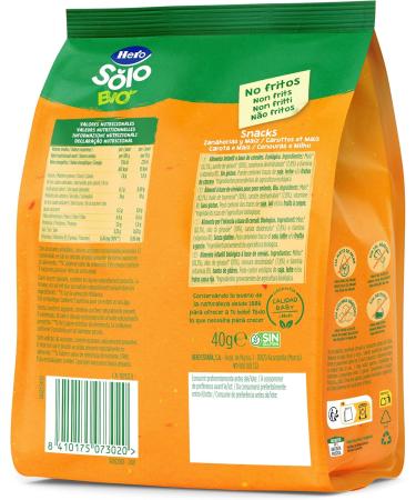 Hero Solo BIO - Snack Carotte et Mais Biologiques - pour B b s Des 10 Mois - non Frits 100% Naturels Sans Gluten ni Conservateurs ni Colorants et Sans sel Ajout - Lot de 6 X 40 g Carotte 240 g - Buy Online on GoSupps.com