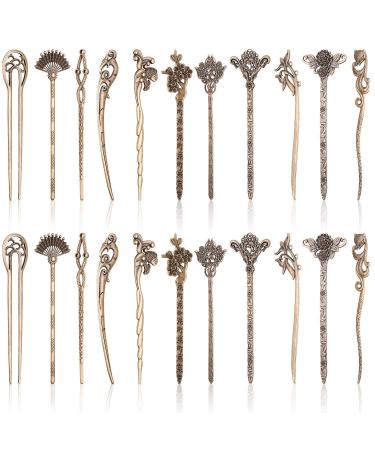 Duufin 22 Pieces Hair Sticks Vintage Chinese Hair Chopstick Retro Hair Fork for Women (Bronze) - Buy Online on GoSupps.com