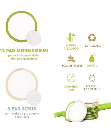 20 Washable Bamboo Jam Pads | Reusable Makeup Removal Towels | Enooso (12 Soft + 8 Peels) - Eco-Friendly & Sustainable Beauty Solution - Buy Online on GoSupps.com