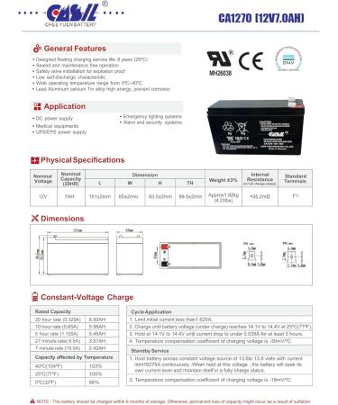 Casil 12V 7AH Sealed Lead Acid Battery for UPS & Alarm Systems | International Shipping Available - Buy Online on GoSupps.com