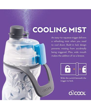 O2COOL Mist 'N Sip Misting Water Bottle 2-in-1 Function | No Leak Pull Top Spout | 20 oz Reusable Sports Water Bottle (Baseball) - Buy Online on GoSupps.com