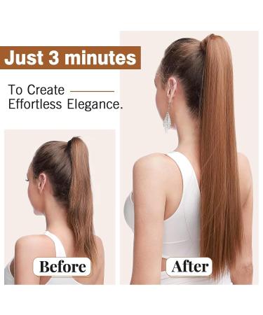 Tess Ponytail Extension Balayage 60cm - Light Brown with Ash Blonde Smooth Braid 90g Long Hair Extension - Buy Online on GoSupps.com