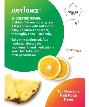 Rainbow Light Kids One + Multivitamin | 50 Chewable Tablets | with Iron & Tummy Friendly Probiotics | Fruit Punch Flavor | Real Food Nutrients - Buy Online on GoSupps.com