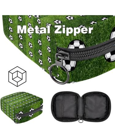 Menstruation Pad Bag with Zipper - Women's Tampon & Napkin Storage Bag (Football with Grass Field) Color 7 | Shop Stylish & Functional Bags for Women & Girls - Buy Online on GoSupps.com