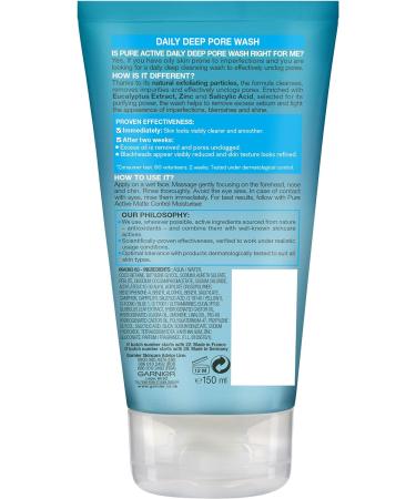 Garnier Pure Active Anti-Blackhead Deep Pore Face Wash 150ml - Oily Skin Cleanser with Zinc & Salicylic Acid - Unclogs Pores & Reduces Blackheads - Buy Online on GoSupps.com