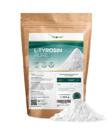 L -Tyrosine - 500 g pure powder - no additives - 333 portions - pure amino acid from herbal fermentation - laboratory test - vegan - Buy Online on GoSupps.com