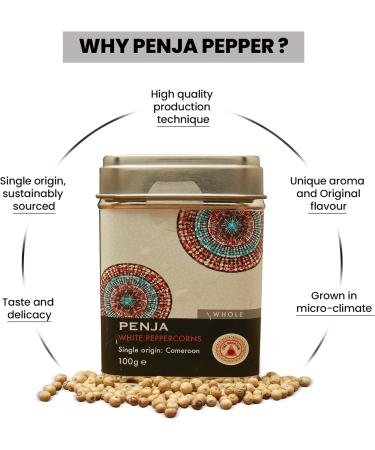 Fire Mountain White Penja Pepper 100g - 100% Natural Peppercorn Berries from Cameroon's Penja Valley - Buy Online on GoSupps.com