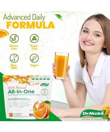 Dr. Nick's Multivitamin Powder for Women 30 Pack Orange Splash Multivitamin for Women with 32 Vitamins and Minerals Sugar Free Non-GMO Vegan Gluten-Free Potent Probiotics Antioxidant - Buy Online on GoSupps.com