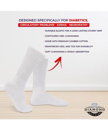 Doctor Approved Diabetic Ankle Socks | Extra Wide Cotton Quarter Socks for Big & Tall Men and Women - Size 13-15 (White) - Buy Online on GoSupps.com