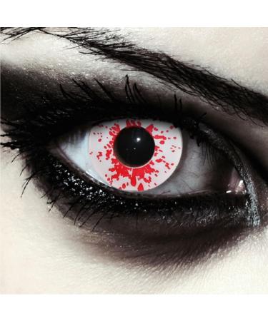 Design lenses bloody white colored Halloween costume contact lenses 1 pair (2 pieces) soft white red zombie color lenses without strength Blood Splash "