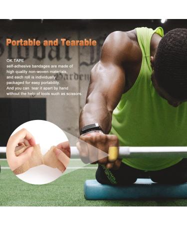 OK TAPE Self Adhesive Bandage Wrap 2in x 5yards (12 Packs) - Cohesive Athletic Tape for Sports - White 2 Inch x 5 Yards - Buy Online on GoSupps.com