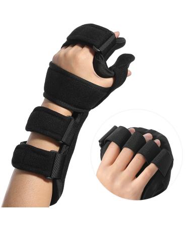 Fanwer Stroke Resting Hand Splint - Night Immobilizer Wrist Finger Brace for Flexion Contractures, Functional 5 Finger Stabilizer Wrap - for Muscle Atrophy Rehab, Arthritis, Tendonitis, Carpal Tunnel Pain (Left) Left (Small) Left (Samll)