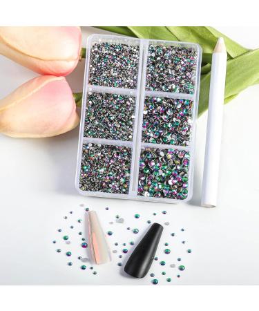 Beadsland 7200PCs Flatback Rhinestones - Clear Round Crystal Nail Gemstones Mixed Sizes SS3-SS10 Green Volcano Color with Wax Pencil Kit for Handicrafts - Buy Online on GoSupps.com
