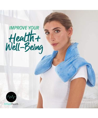 Weighted Microwavable Heating Pad for Neck and Shoulders - Hot/Cold Wrap for Deep Pressure Relief & Herbal Aromatherapy - Comfort Fit Design - 3lbs Light Blue - Buy Online on GoSupps.com