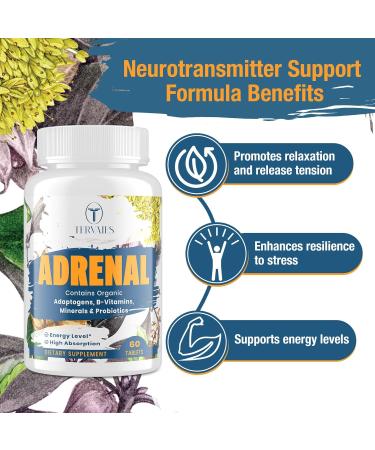 Adrenal Support Adaptogens Herbs Supplements - Cortisol Supplement with Rhodiola Rosea Ashwagandha Holy Basil and Eleuthero-Mood and Energy Support for Women & Men-Non-GMO 60 Vegan Tablets 60 Count (Pack of 1) - Buy Online on GoSupps.com