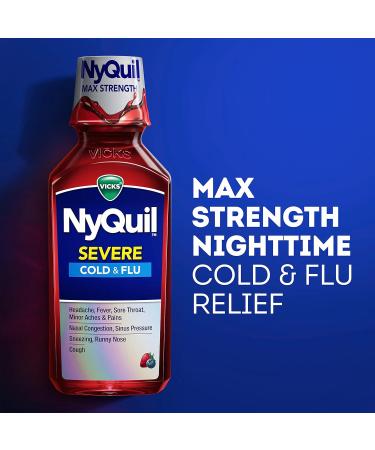Vicks NyQuil Severe Cold & Flu Nighttime Relief Liquid - 8 Fl Oz - Berry Flavor - Buy Online on GoSupps.com