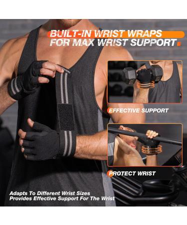 SIMARI Workout Gym Gloves Weight Lifting Gloves with Wrist Wrap Support SBR Pad Grip for Full Palm Protection - Fingerless - black - medium - Buy Online on GoSupps.com