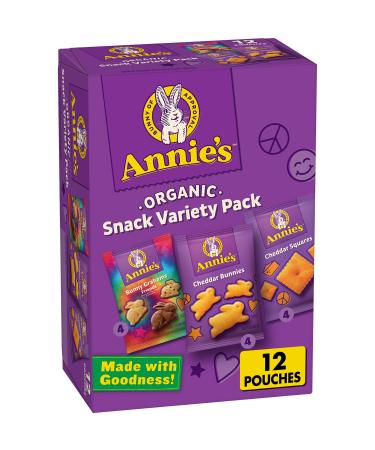 Annie's Organic Variety Pack, Cheddar Bunnies, Bunny Grahams, Cheddar Squares, 12 Pouches - Buy Online on GoSupps.com