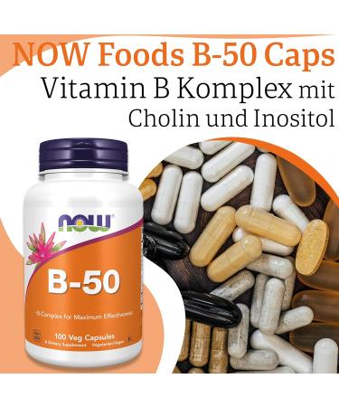Now Foods B-50 Vitamin B Complex - High-Dose Vegan Capsules Gluten-Free Soy-Free Non-GMO - 100 Vegan Capsules for Energy & Wellness - Buy Online on GoSupps.com