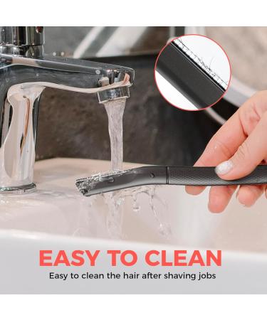Eyebrow Shavers & Reusable Facial Razors for Men & Women - Stainless Steel Trimmer with Precision Cover | 6-Blade Dermaplaning Tool (Black) - Buy Online on GoSupps.com