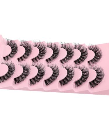 JIMIRE 3D Faux Mink Wispy Curly Eyelashes 15mm - 7 Pairs Pack for Fluffy Natural Volume Cat Eye Look | Clear Band | 8-15mm - Buy Online on GoSupps.com